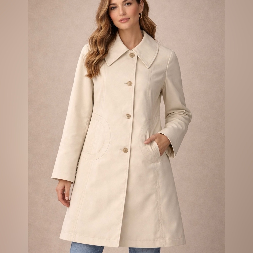 Vintage Misty Harbor Coat Womens 14 Cream Color Trench Any Weather Made USA